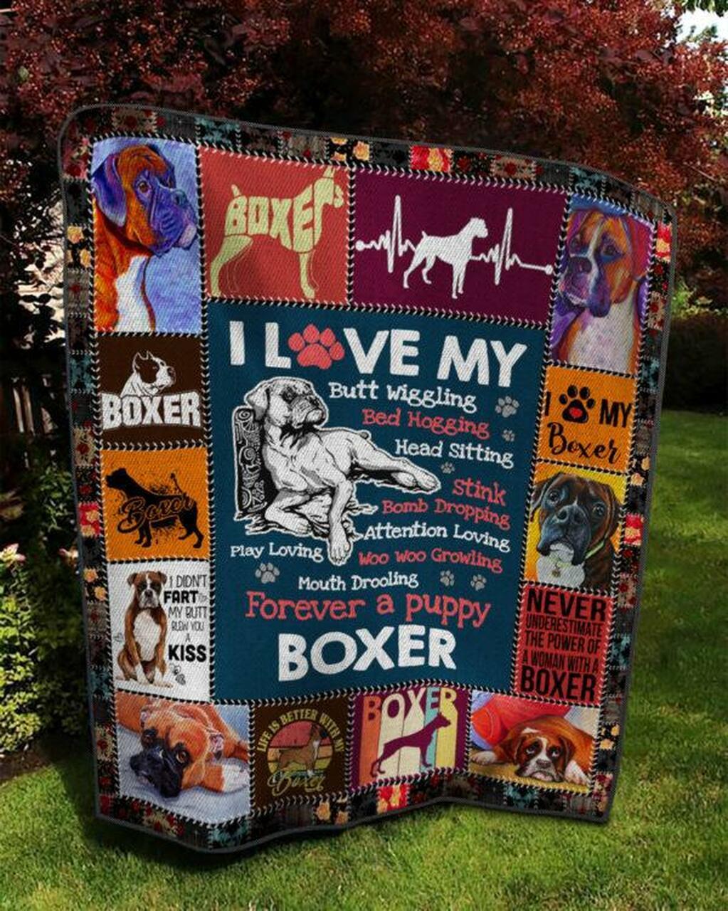 I Love My Boxer Quilt Blanket Ver 2 Quilt