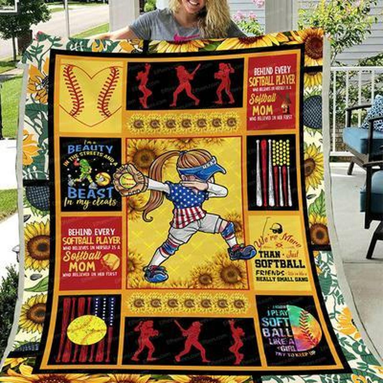Softball Girl I Looftbaofa Bed Throw Fleece Blanket Quilt