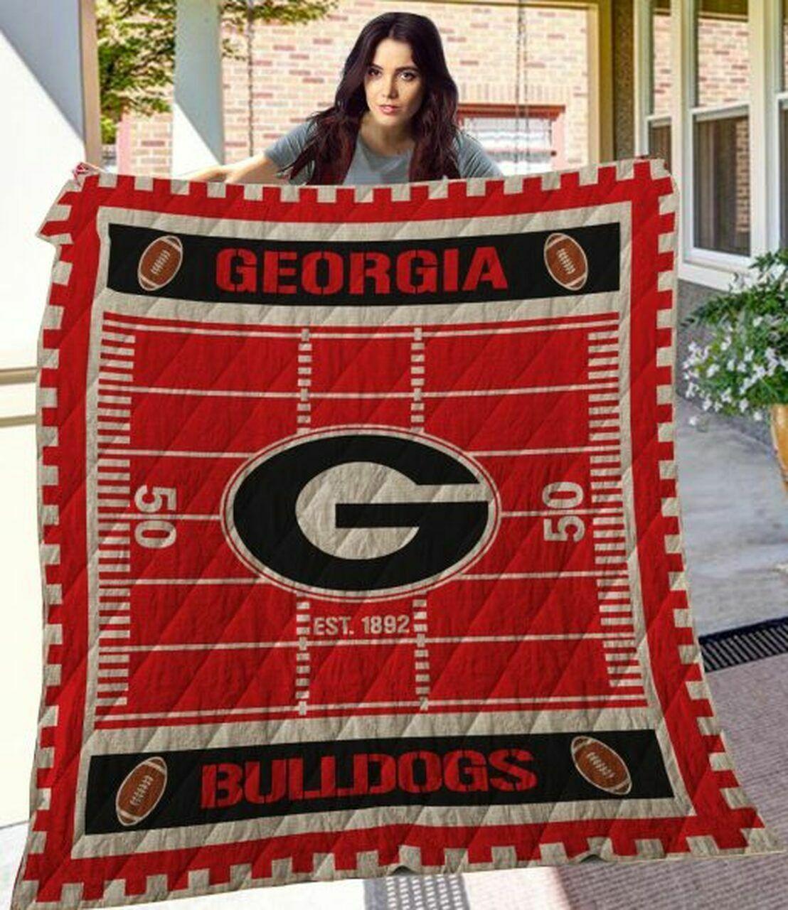 Ncaa Georgia Bull Quilt Blanket #874