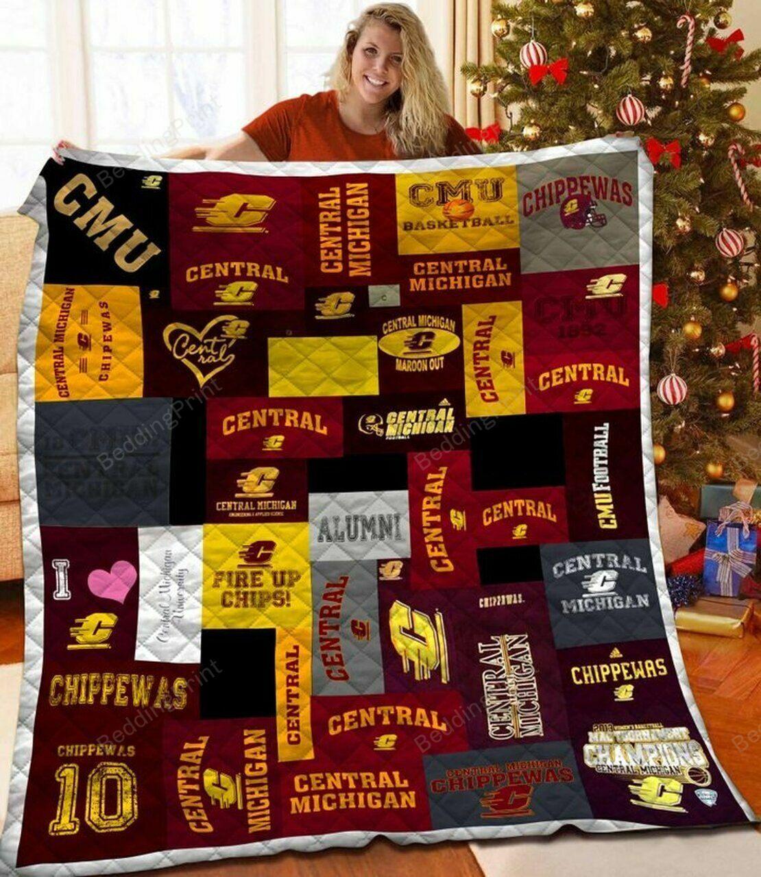 Ncaa Central Michigan Chipp Quilt Blanket #1325