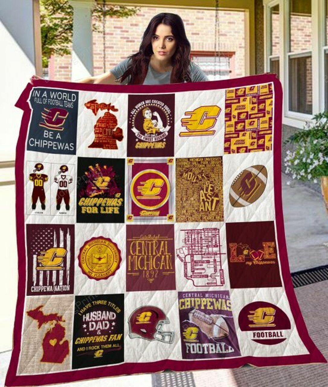Ncaa Central Michigan Chipp Quilt Blanket #1328