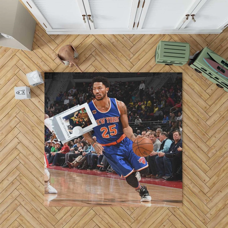 Energetic Nba Basketball Player Derrick Rose Rug