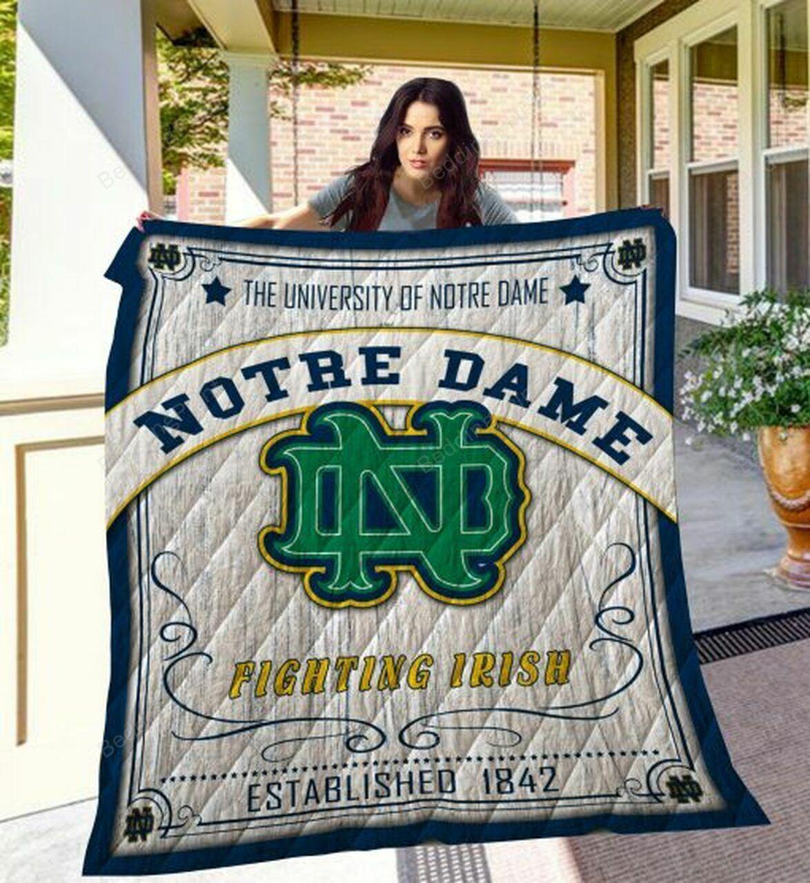 Ncaa Notre Dame Fighting h Quilt Blanket #210