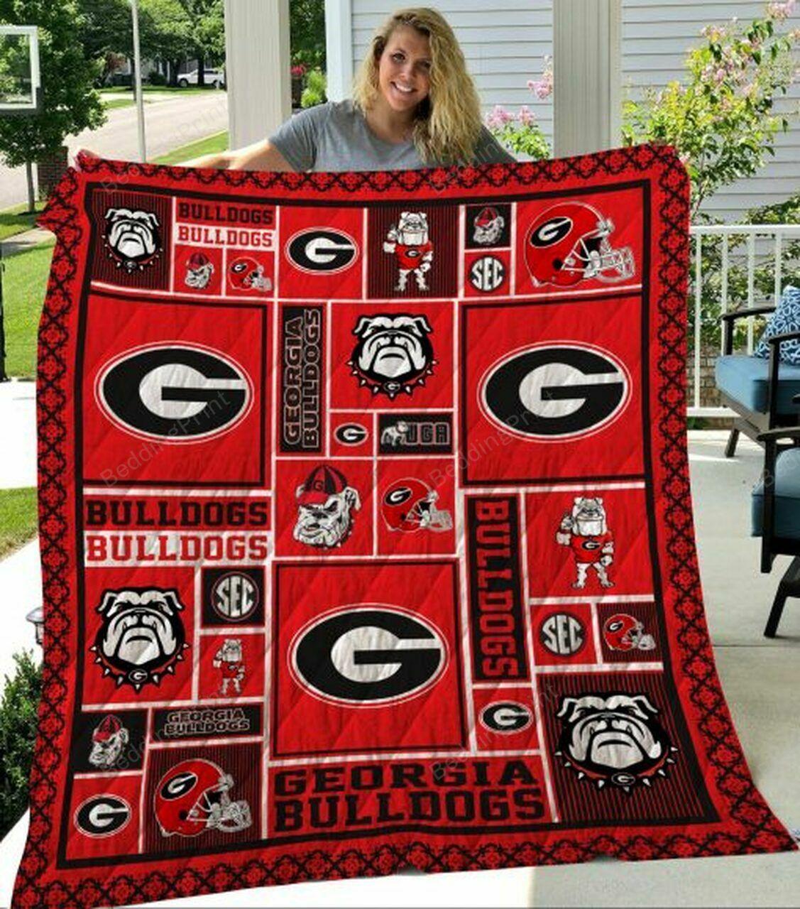Ncaa Georgia Bull Quilt Blanket #881