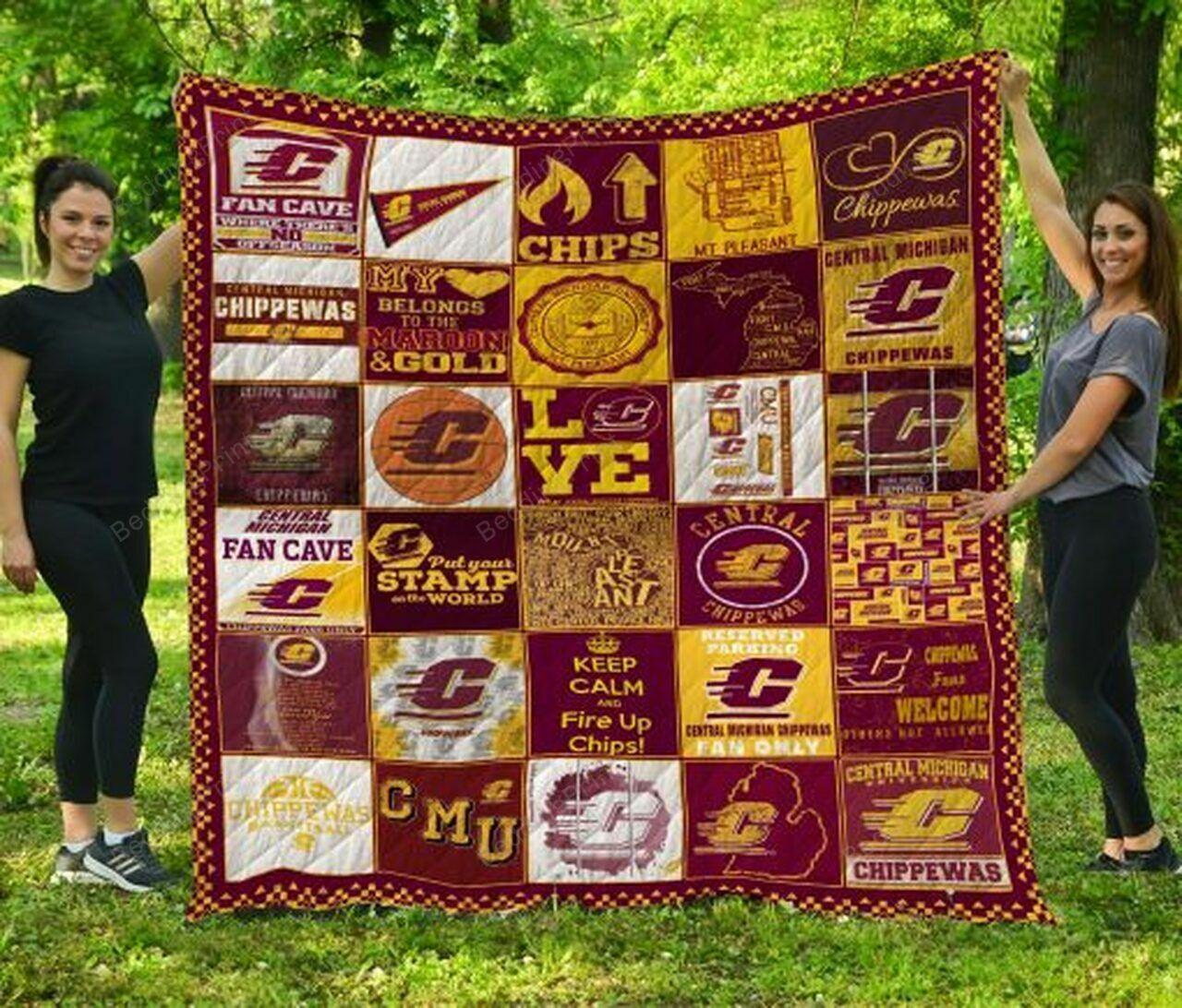 Ncaa Central Michigan Chipp Quilt Blanket #1331