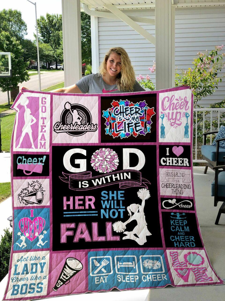 Cheerleading Go Within Her Ahe Will Not Fall Quilt Blanket Greattomized Blanket G For Birthday C Thgiving