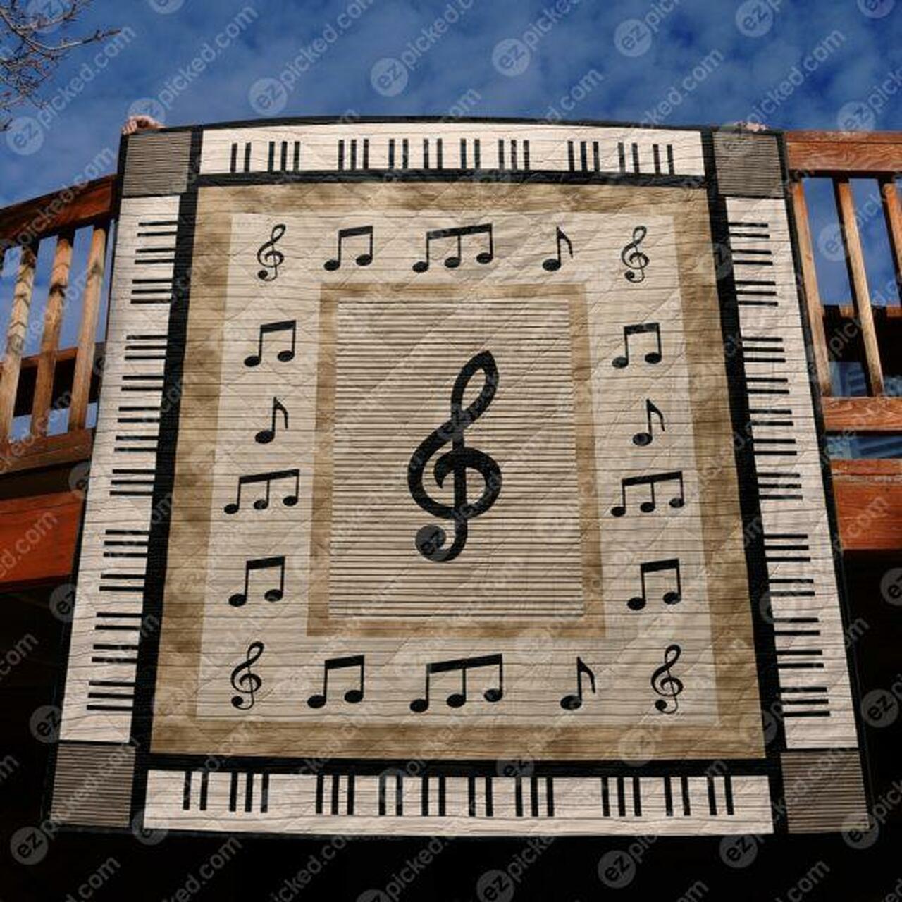 Musical Note Quilt Blanket Vq06 Quilt