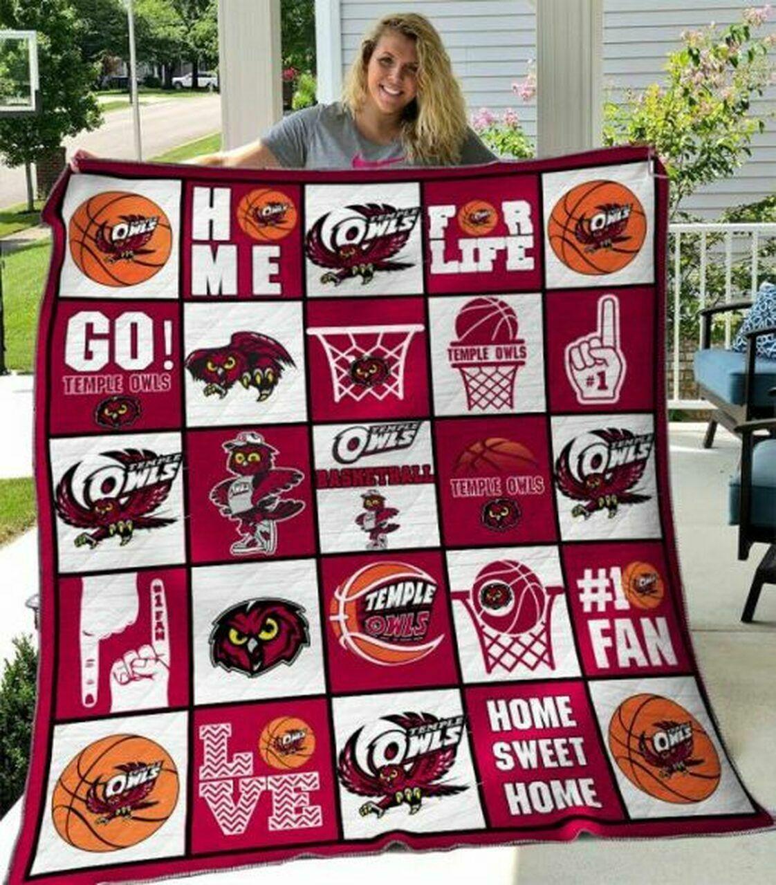 Ncaa Temple Quilt Blanket #1132