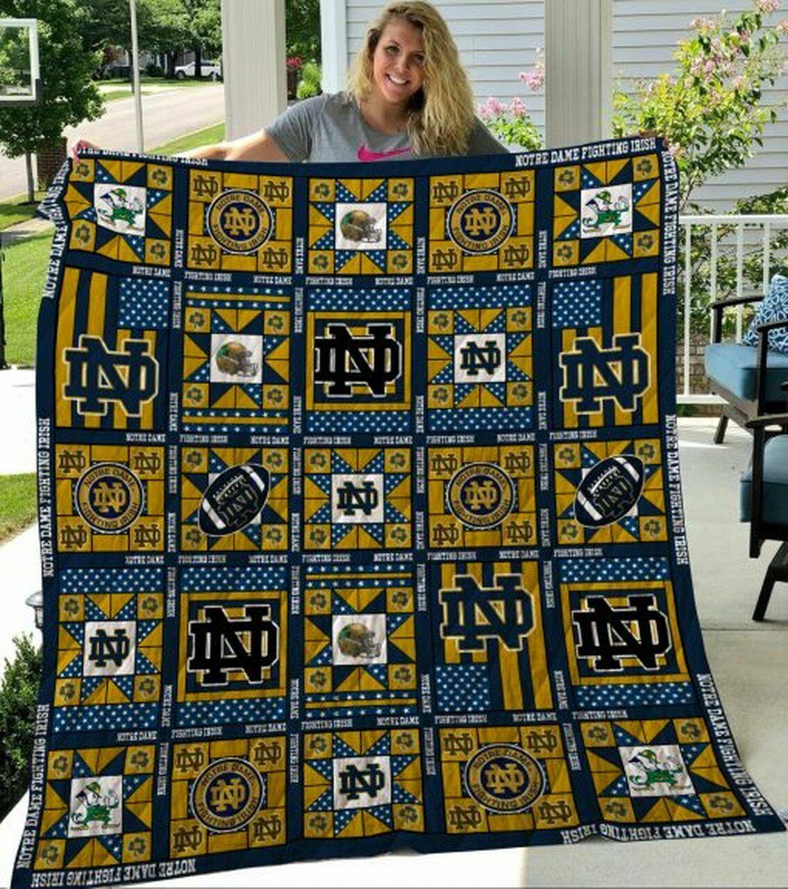 Ncaa Notre Dame Fighting h Quilt Blanket #204