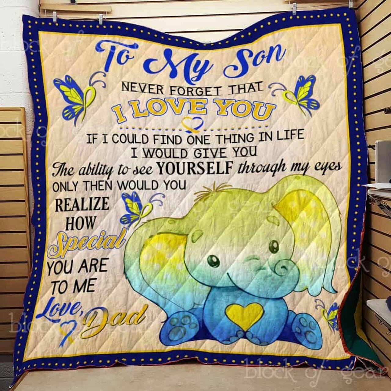 To on From Dad Elephant Cl2100552Mdq Quilt Blanket