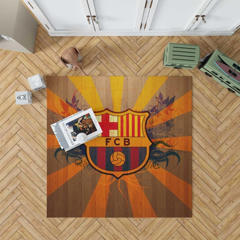 Fc Barcelona Super Copa De Espana Winning Team Rug