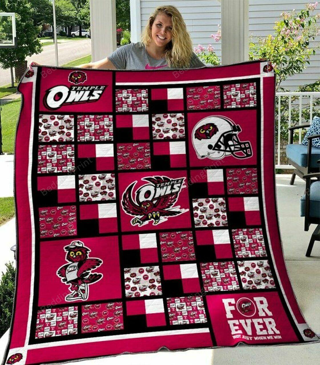 Ncaa Temple Quilt Blanket #1129