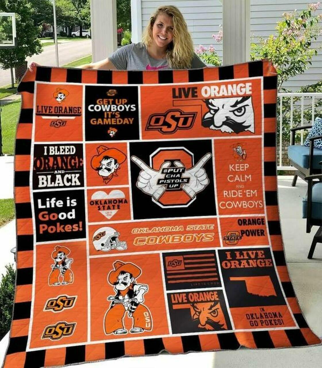 Ncaa Oklahotate Cow Quilt Blanket #353