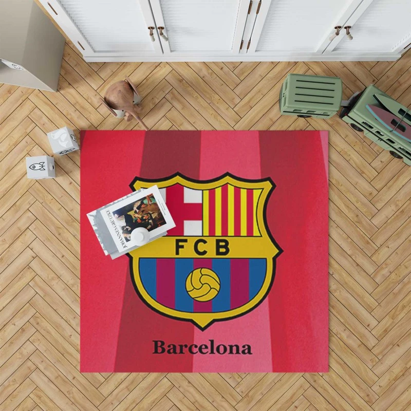 Fc Barcelona Football Team Logo Rug