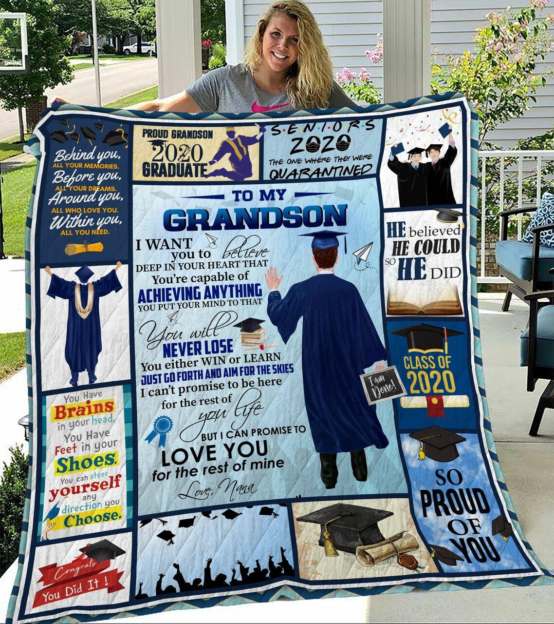 onalized To My Gron From Grandma I Want You To Believe Quilt Blanket Greattomized G For Birthday C Thgiving Graduation