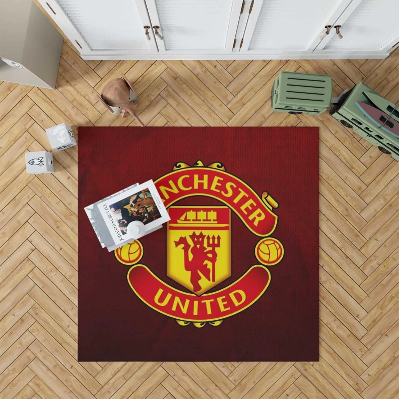 Powerful English Football Club Manchester United Logo Rug