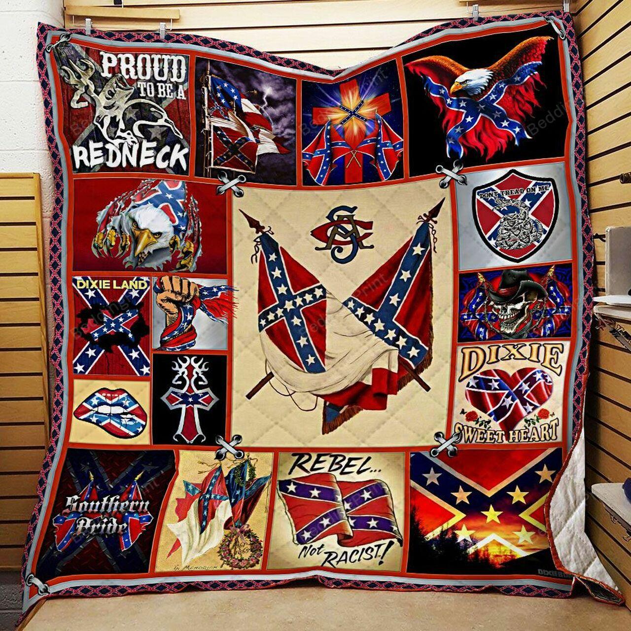 Confederat Of America Proud To Be A Redneck Quilt Blanket Greattomized Blanket G For Birthday C Thgiving