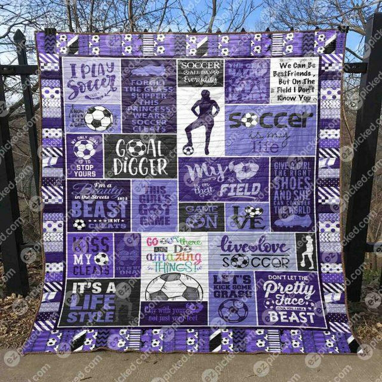 Socce My Life Purple Quilt Blanket Aq55 Quilt