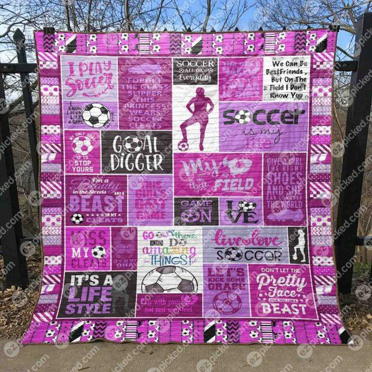 Socce My Life Pink Quilt Blanket Aq55 Quilt
