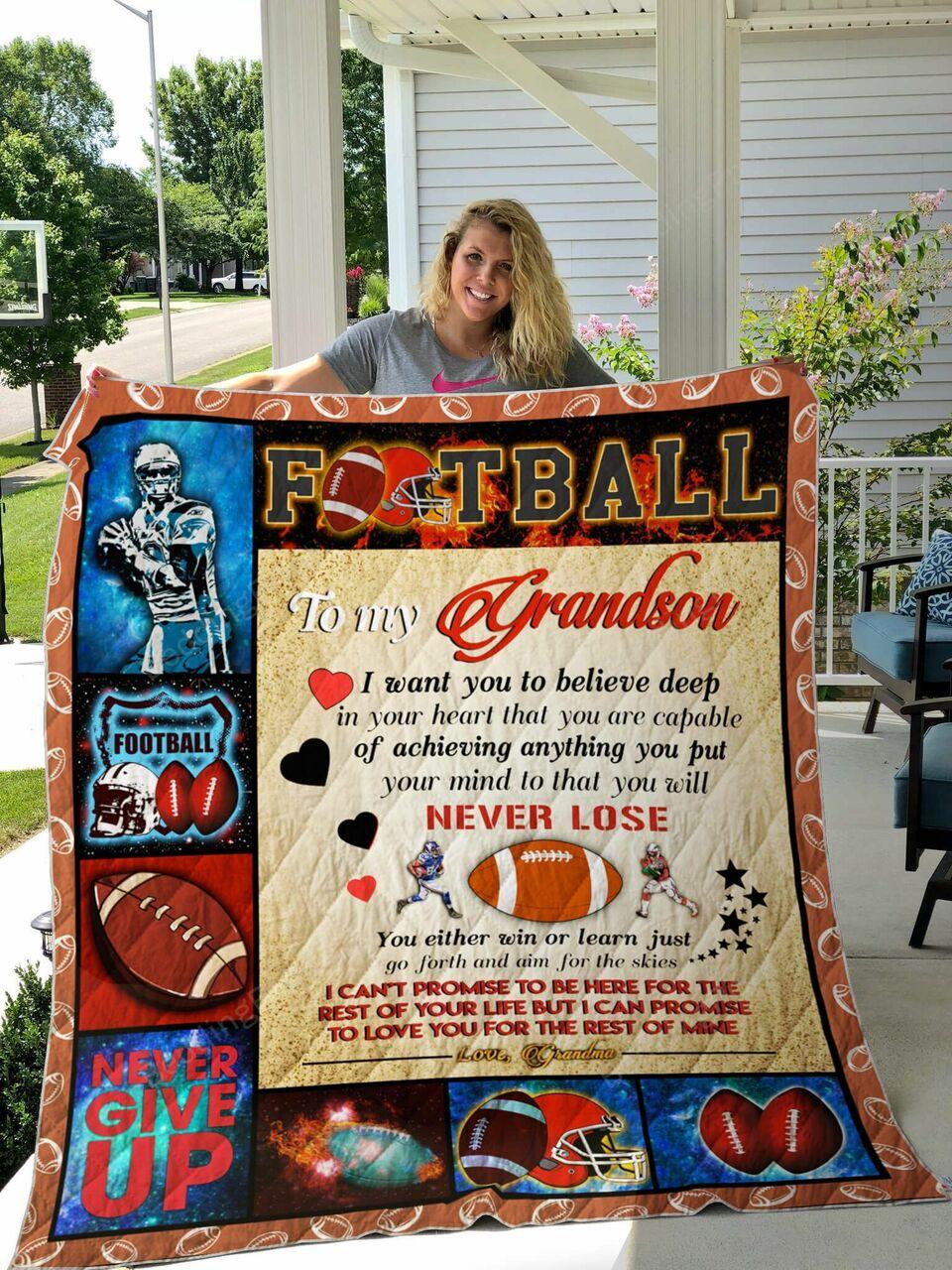 To My Gron Keep P Football Quilt Blanket