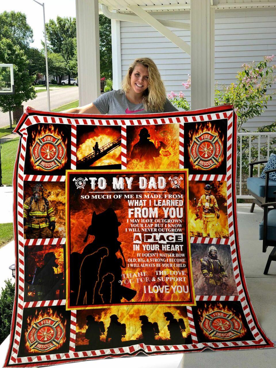 onalized Firefighter Family To My Dad Quilt Blanket Thank You For The Love Aupport Greattomized Blanket G For Birthday C Thgiving