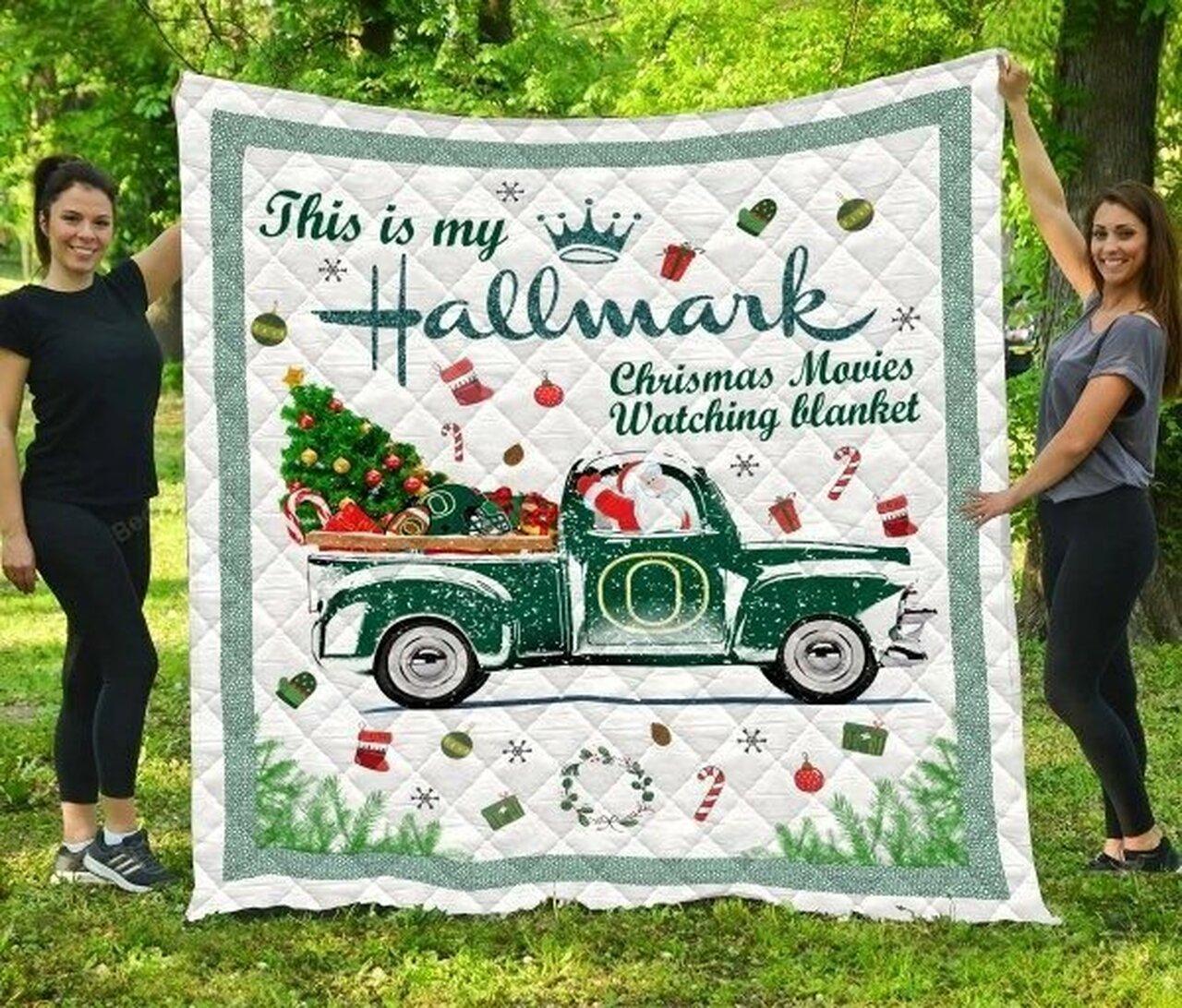 Oregon D Football Quilt Blanket