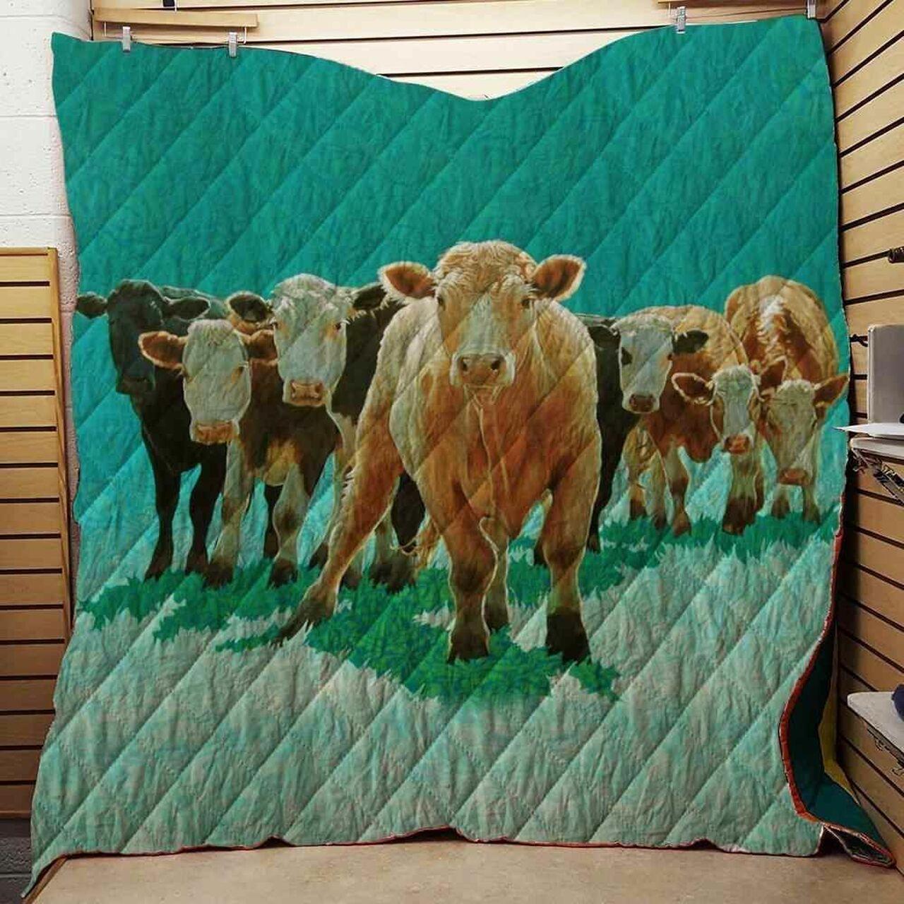 Picture Farmer Cow L Blanket Th1707 Quilt