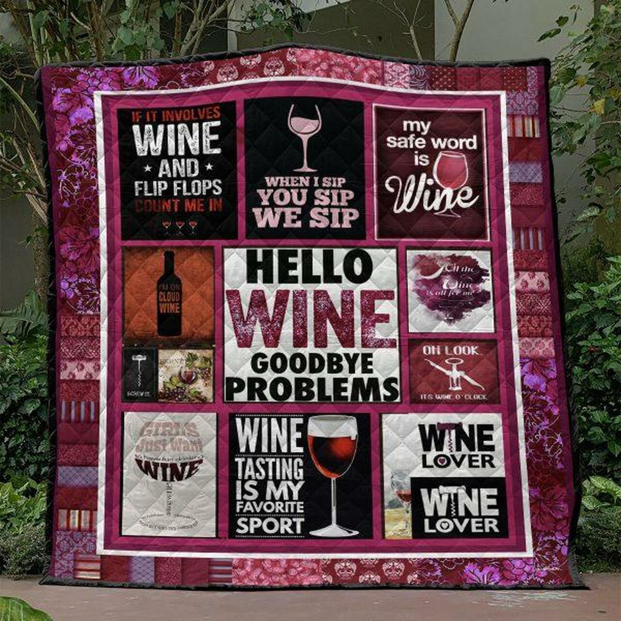 Hello Wine Quilt Blanket Vh09 Quilt