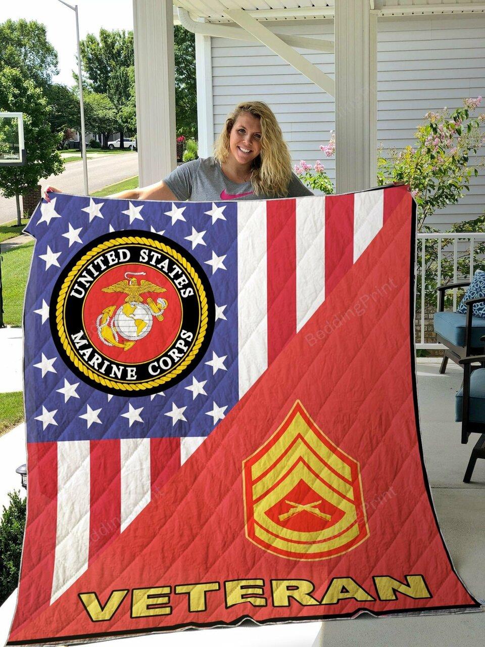 Marine Rank Quilt Blanket