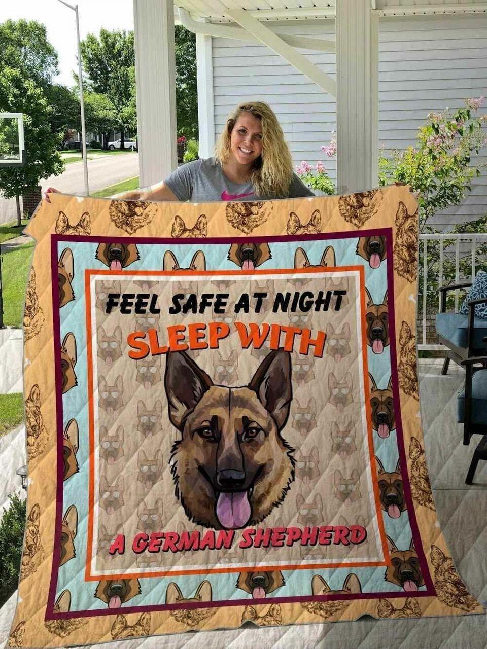 Dog Germhepherd Feafe At Night Blanket Th1807 Quilt