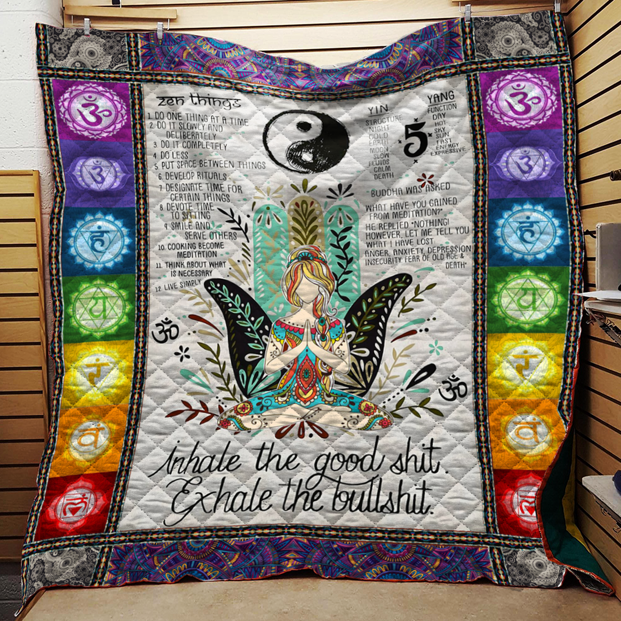 Inhale The Good Yoga Quilt Blanket Quilt