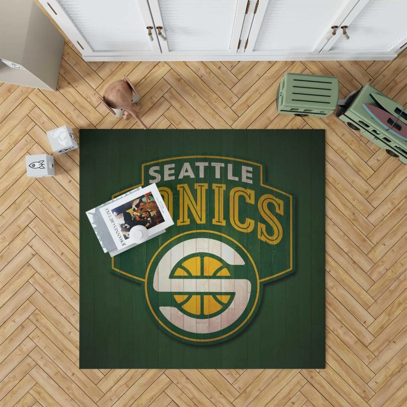 Professional Seattle Supersonics Basketball Team Rug