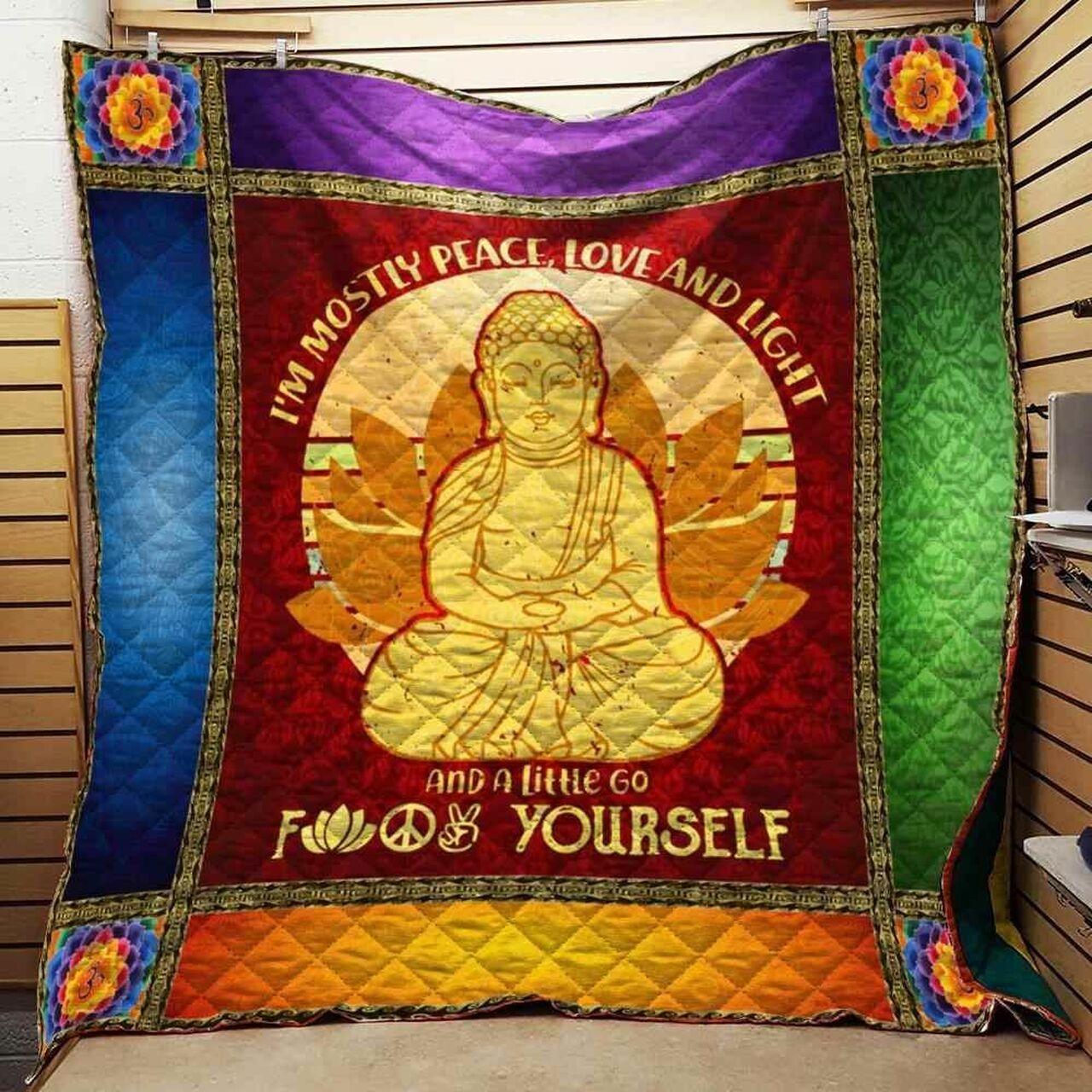 Peace Love Light Yoga Blanket Th1707 Quilt