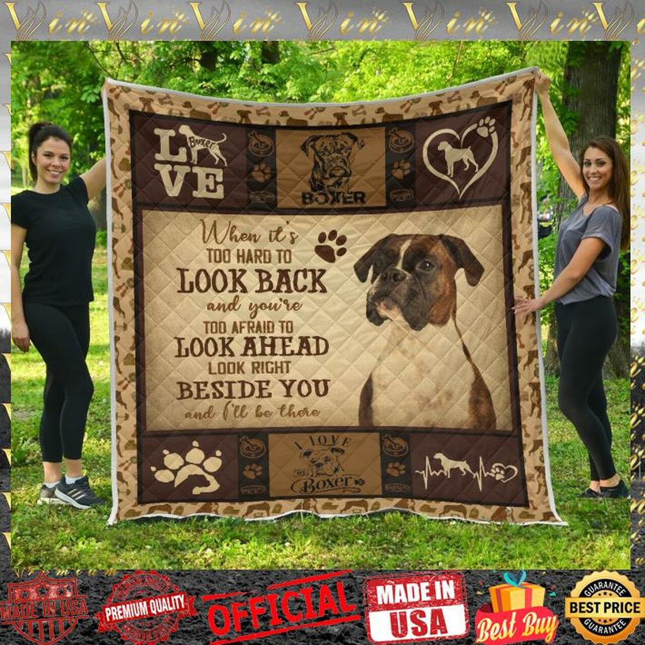 I Love My Boxer Look Back Look Aheadide You Quilt Blanket