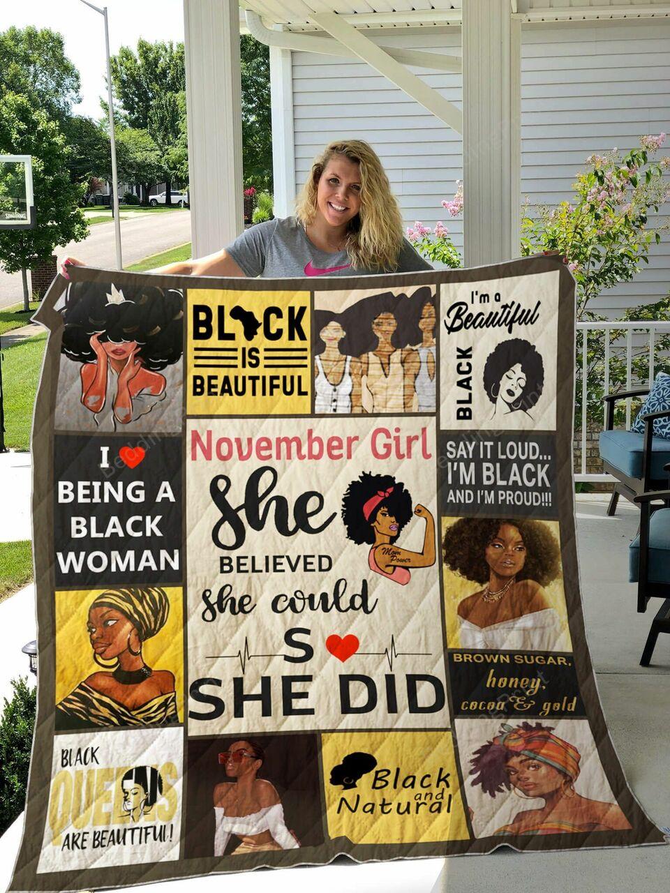 November Black Women Black And Natural Quilt Blanket Greattomized G For Birthday C Thgiving Perfect G For Black Daughter Girlfriend Wife