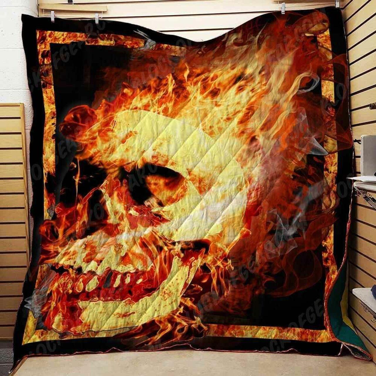Skull On Fire Blanket Kc1807 Quilt