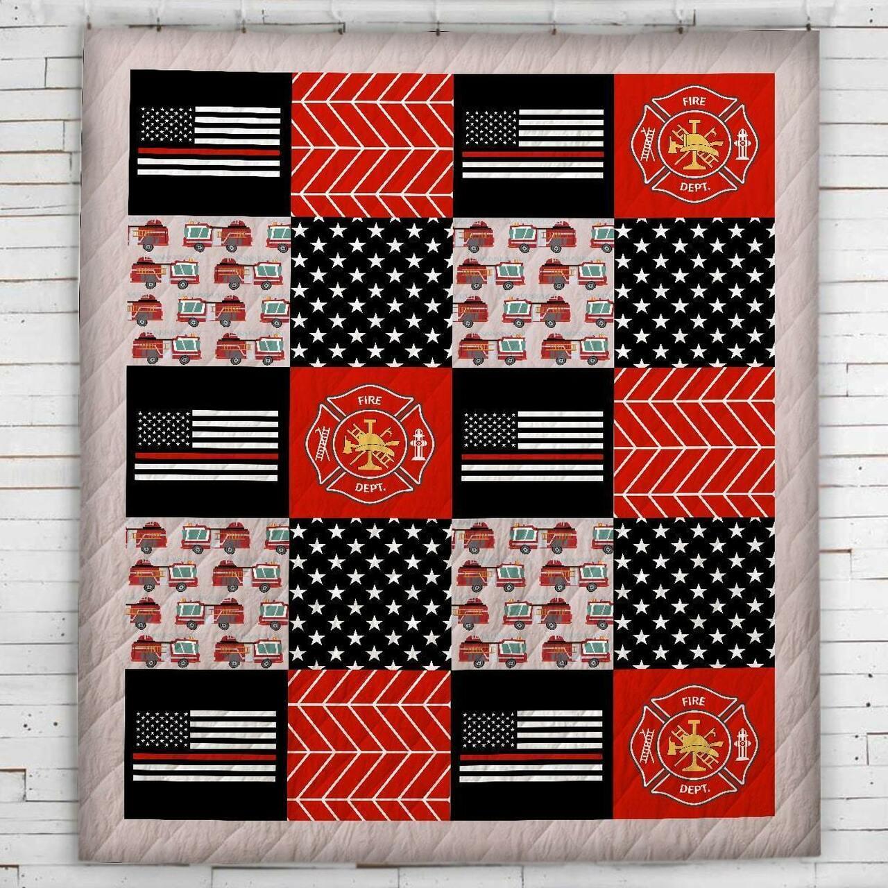 Thin Red Line Firefigh Blanket Quilt