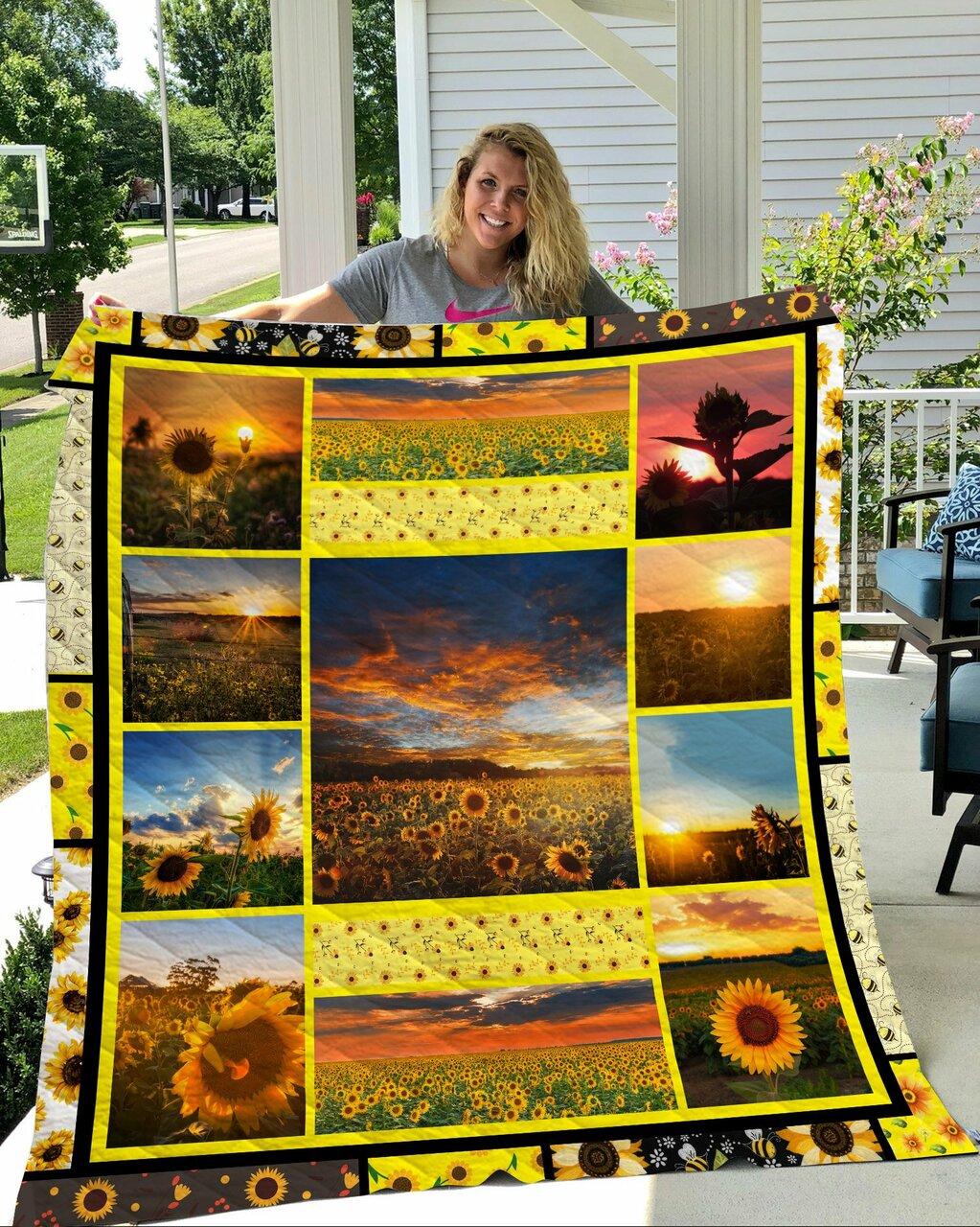 Sunflowunset Quilt Blanket Quilt