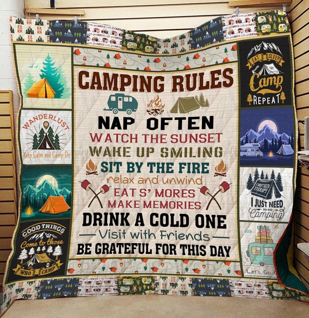 Camping R Watch Tunsit By The Fire Be Grateful For Day Quilt Blanket Greattomized Blanket G For Birthday C Thgiving