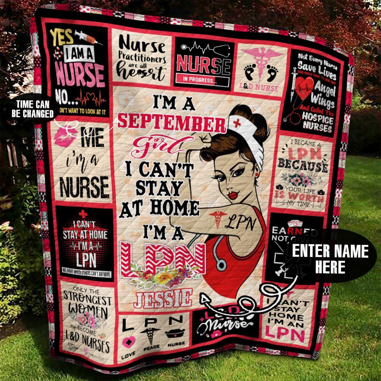 September Lpn Girl onalized Quilt Blanket Bbb040m