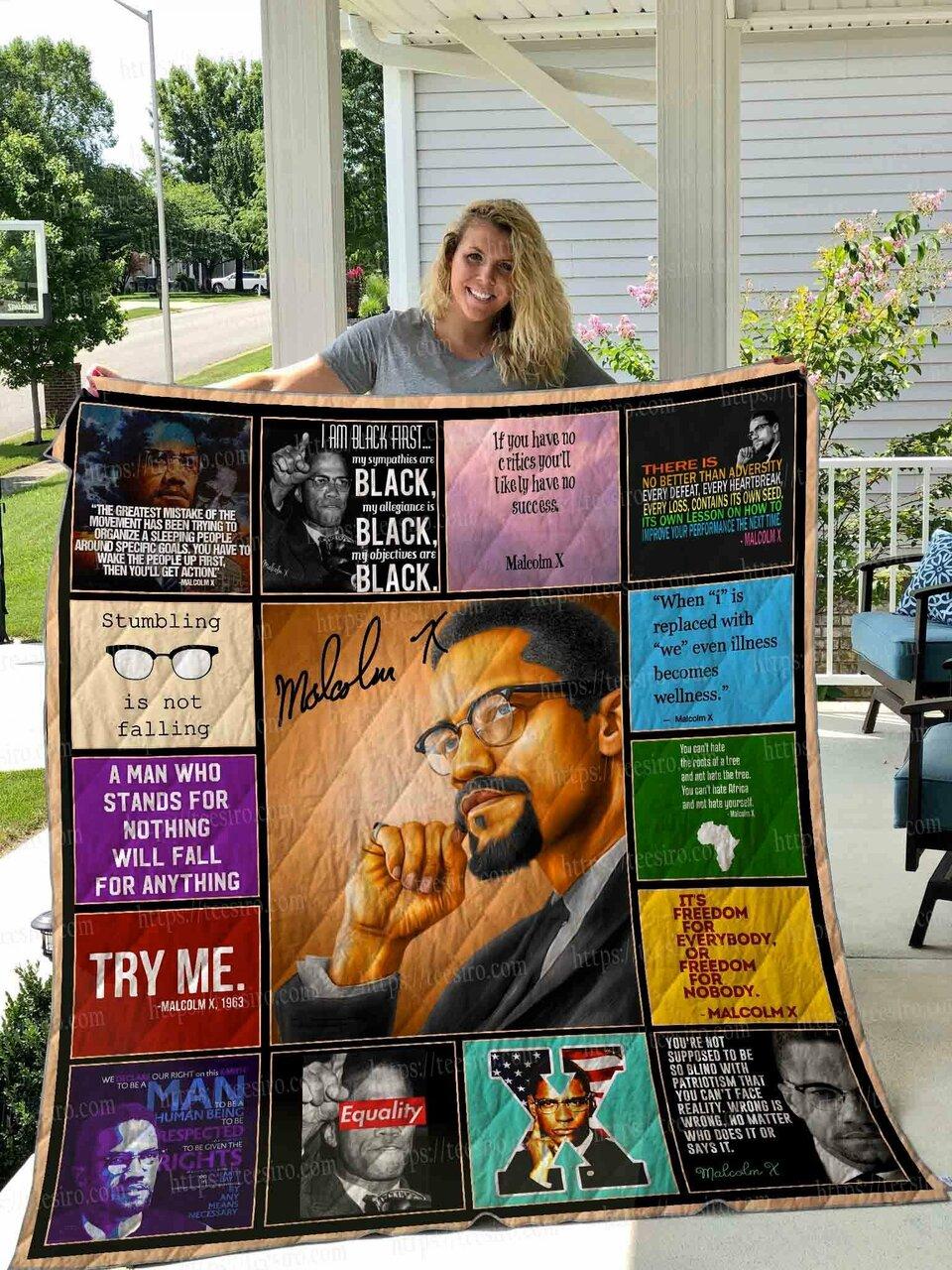 Malcolm X Quilt Blanket 01