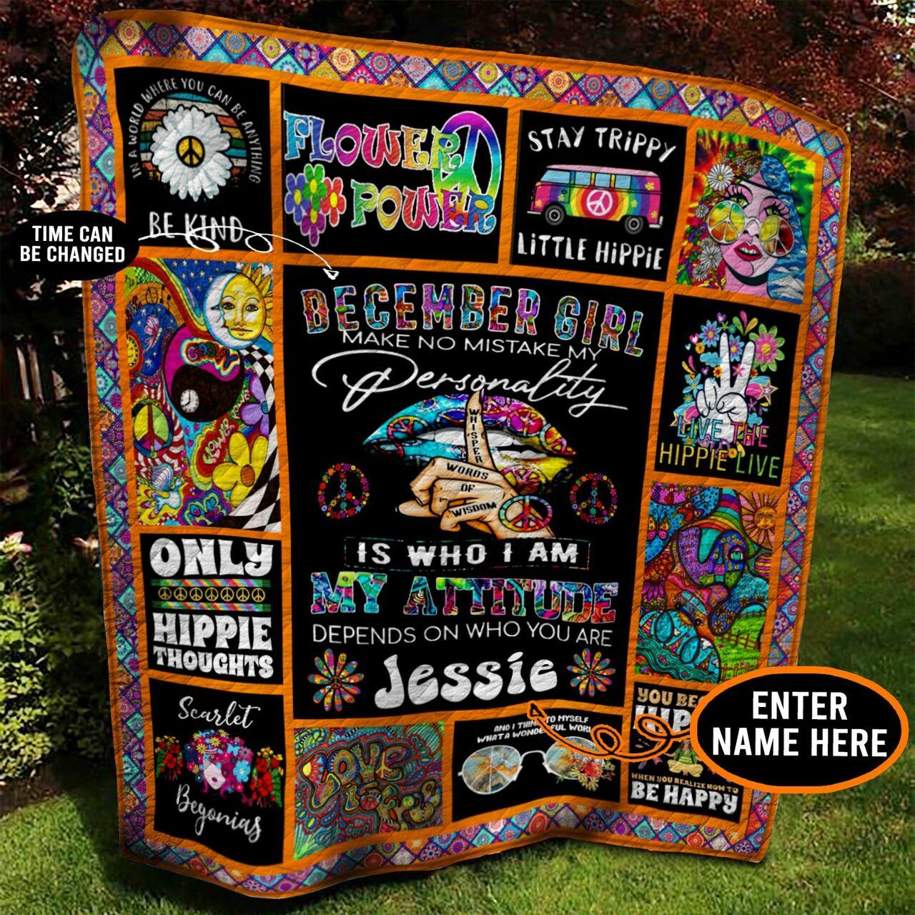 December Hippie Girl onalized Quilt Blanket Bbb040604Nb