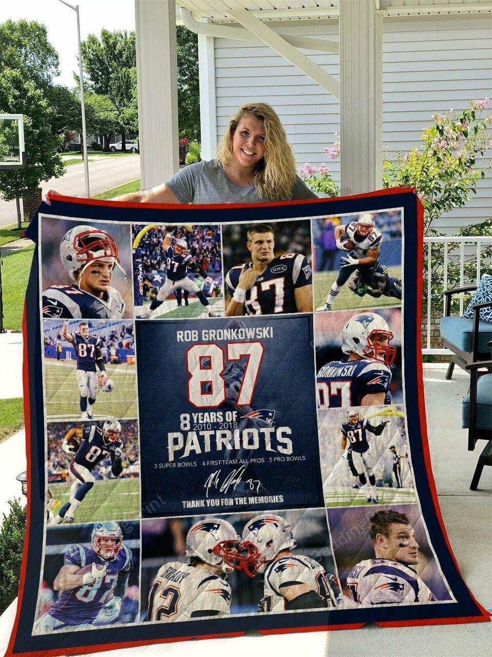 Rob Gronki Gronk New England Patr 87 Quilt Blanket