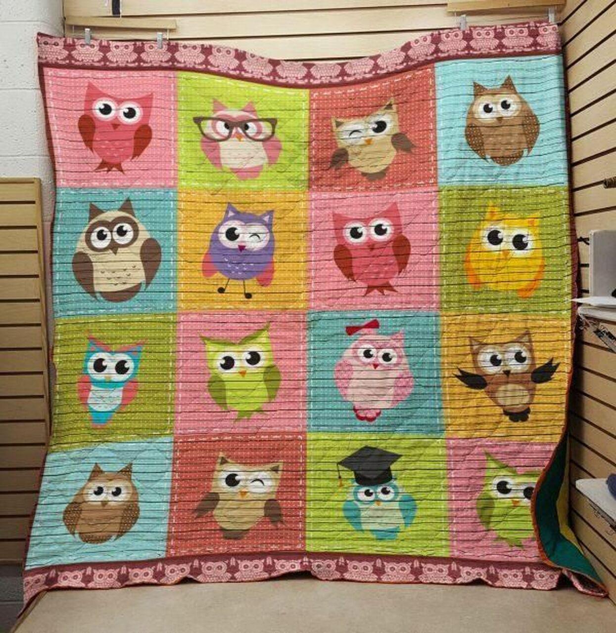 Colorful Little Owl Quilt Blanket Greattomized Blanket G For Birthday C Thgiving