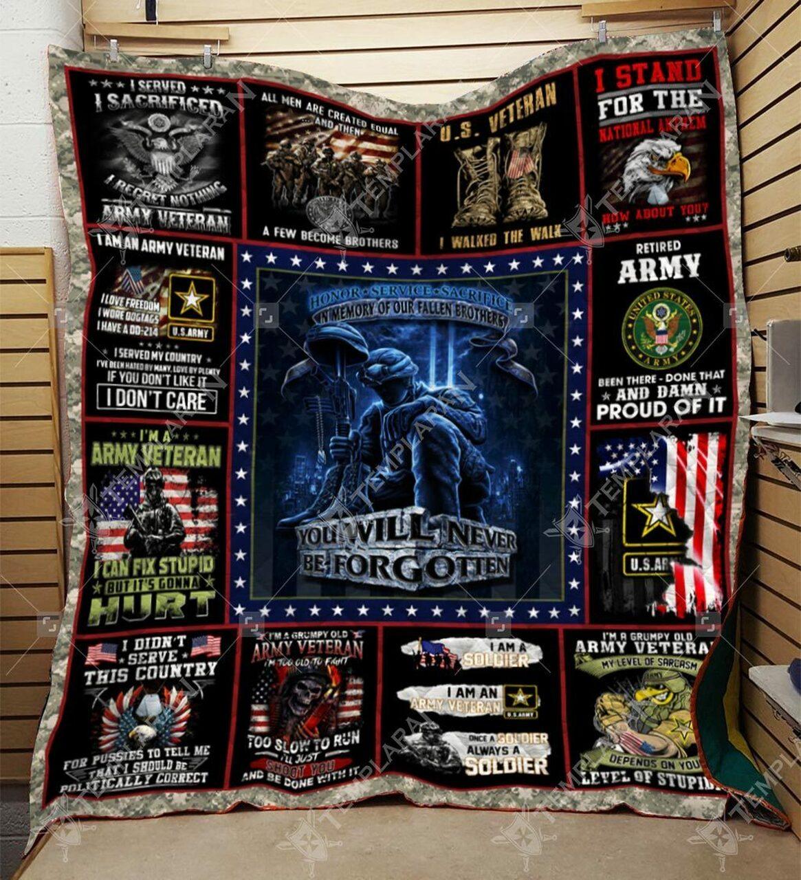 Veteran Blanket 3D Printing Ntt-Qvk01 Quilt