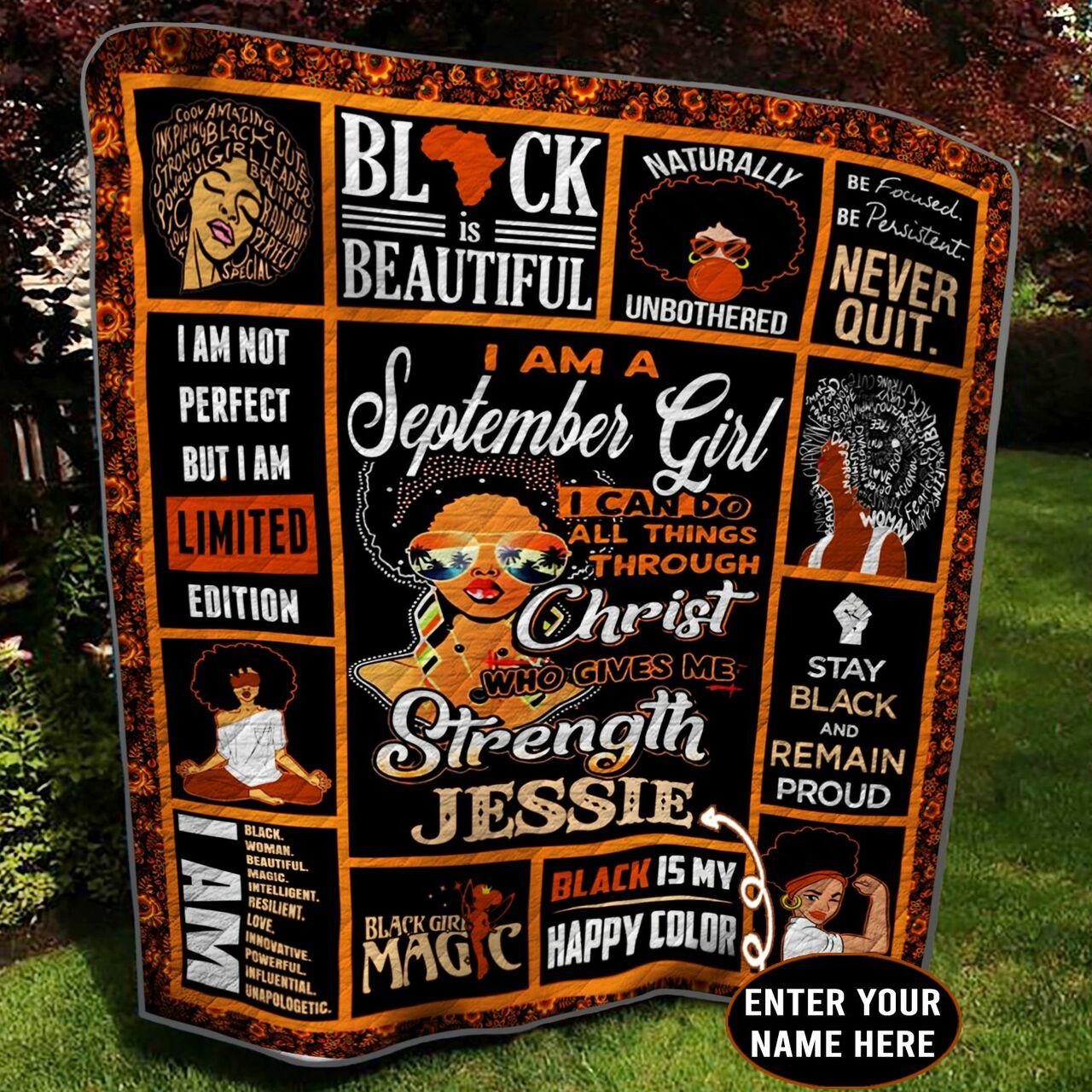 September Black Girl onalized Quilt Blanket Bbb280508Nb