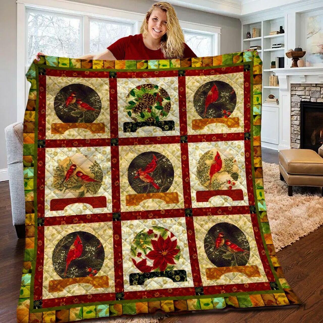 Red Bird Cardinal Quilt Blanket Bbb110212Nb