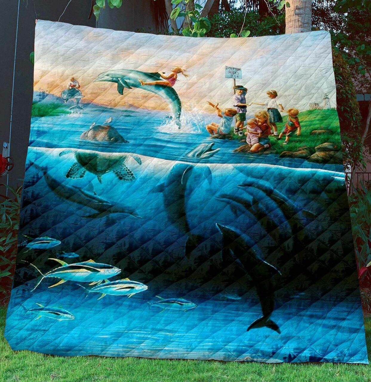 Dolphin Quilt Blanket Bbb041163Ph