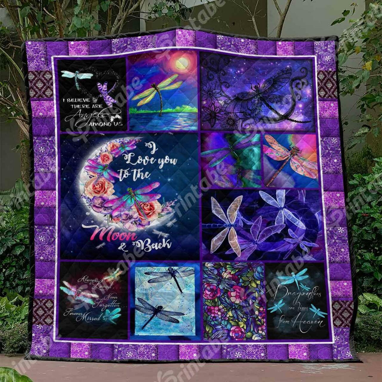 Love You To The Moon And Back Dragonfly Blanket Vh09 Quilt