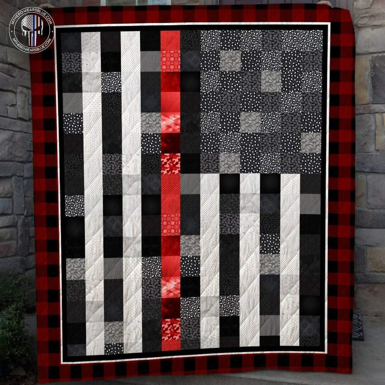 Red Line Patt Blanket Quilt